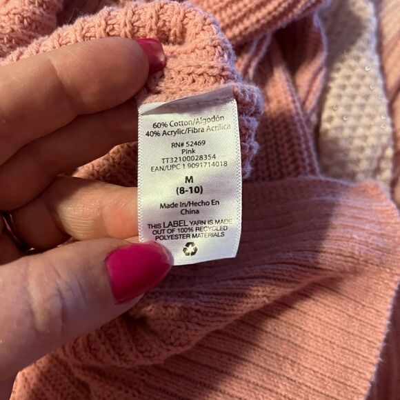 Time & Tru Medium Pink Cropped Sweater W/ Buttons - Picture 10 of 12